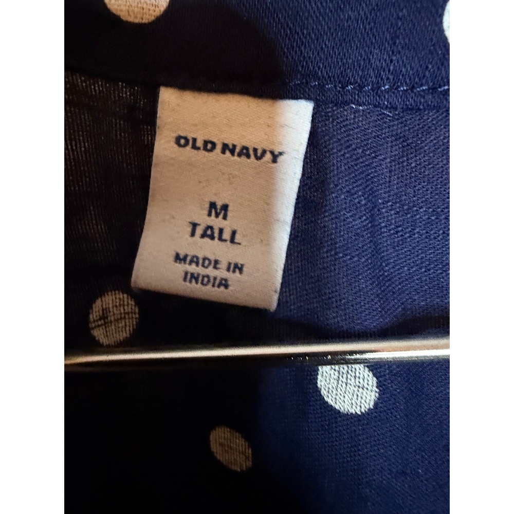 Old Navy Navy Blue White Polka Dot Sleeveless Button Down Blouse Top Medium Tall - Picture 5 of 5